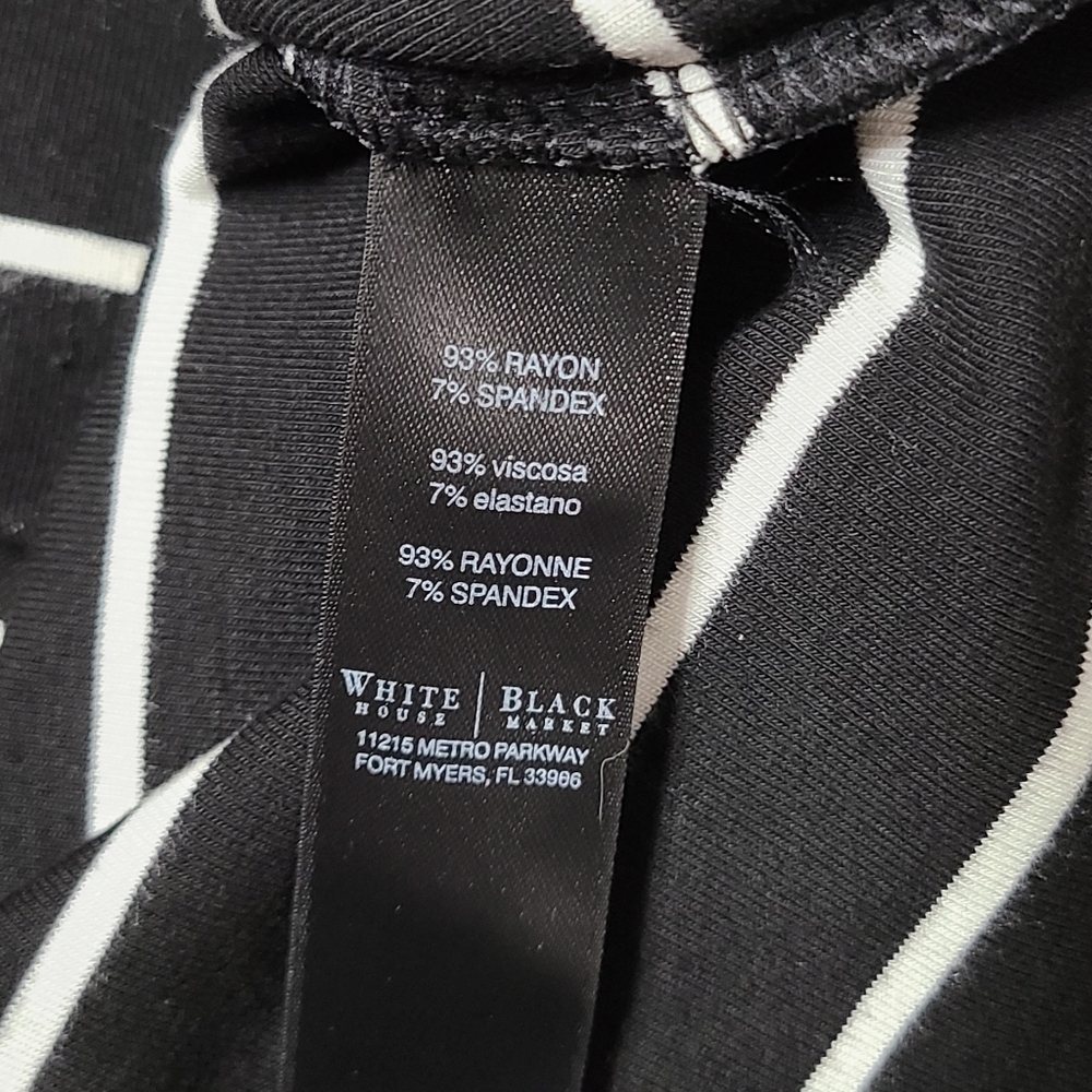 Whbm Square Neck Fitted Striped Button Short Slee… - image 8